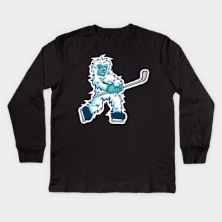 Yeti Ice Hockey Comic Kids Long Sleeve T-Shirt